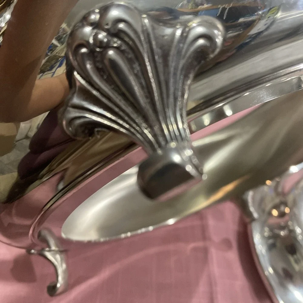Vintage PYREX 2QT Silver Plated Chafing Dish Cradle Insert‎ & Cover